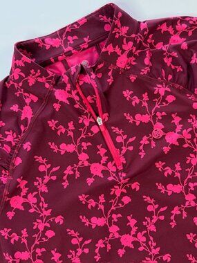 G/FORE Performance Shirt Women's Large Top Red Maroon Golf Quarter Zip